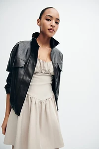 Robe froncée en sergé