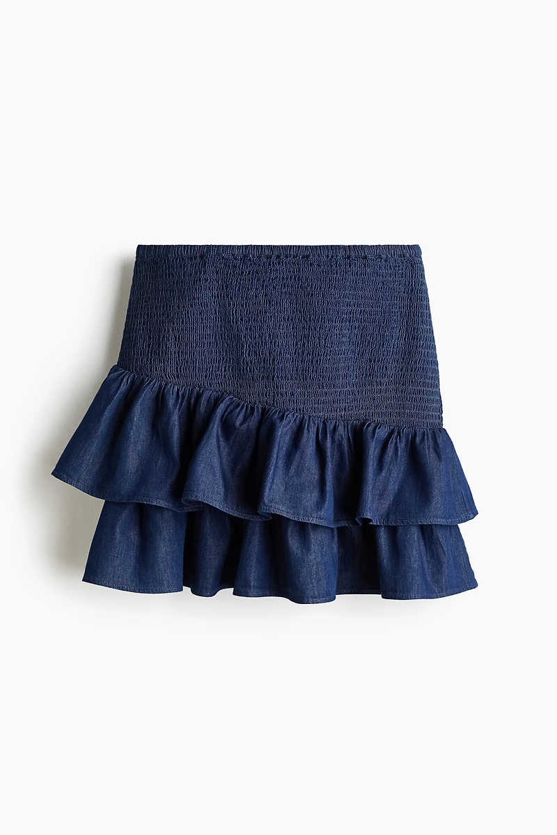 Smocked Denim Skirt