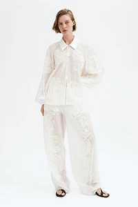 Appliquéd Barrel-Leg Pants