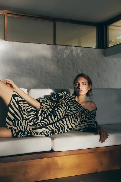 Robe épaules nues en popeline