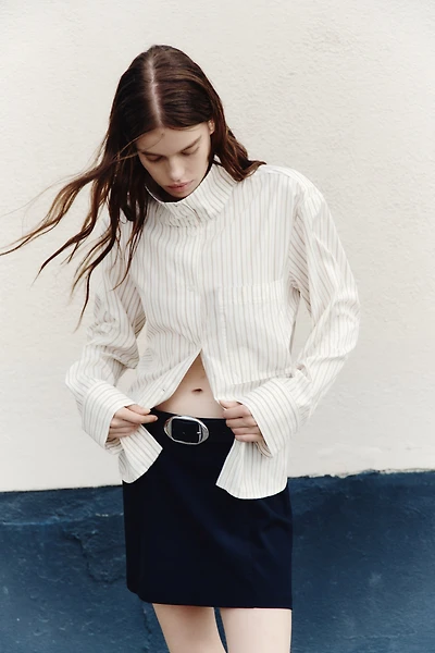 Oversized Shirt with Stand-Up Collar
