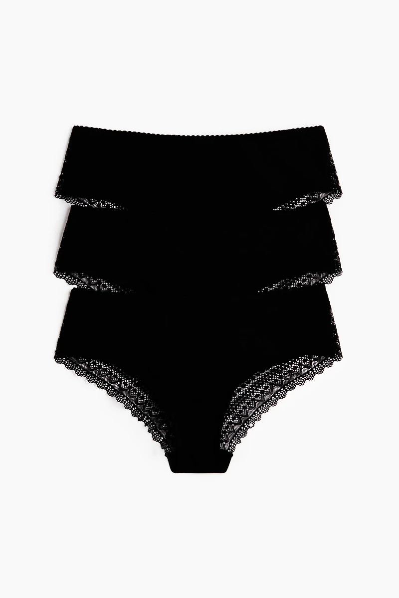 3-Pack Cotton and Lace Hipster Briefs