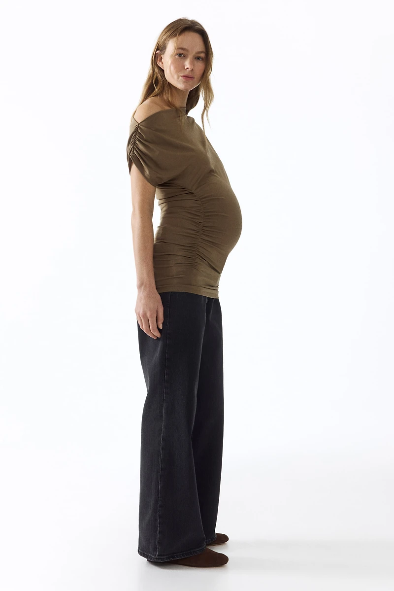 MAMA Draped One-Shoulder Top