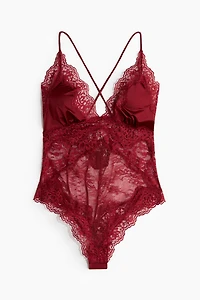 Microfiber and Lace Bodysuit