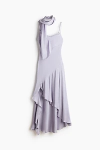 Scarf-Detail Satin Dress