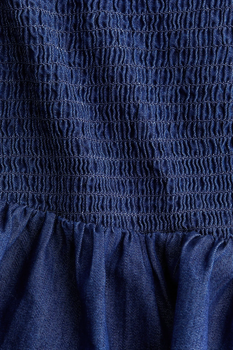Smocked Denim Skirt