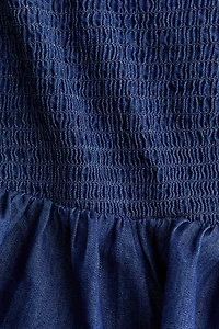 Smocked Denim Skirt