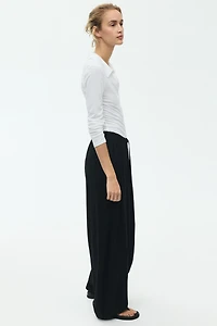 Balloon-Leg Pants with Drawstring