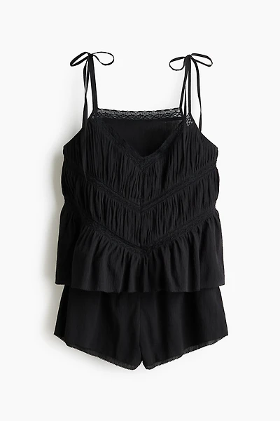 Lace-Detail Cotton Pajamas