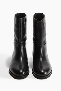 Calf-High Leather Boots