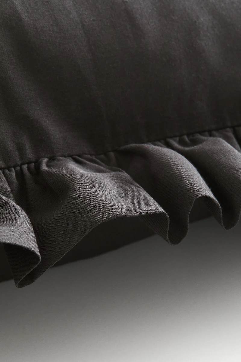 Ruffle-Trimmed Cotton Cushion Cover