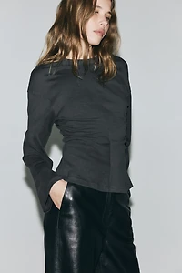 Gathered Cotton Jersey Top