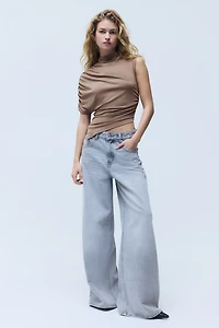 One-Sleeve Mock Turtleneck Top