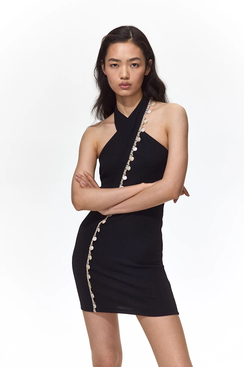 Embellished Halterneck Dress