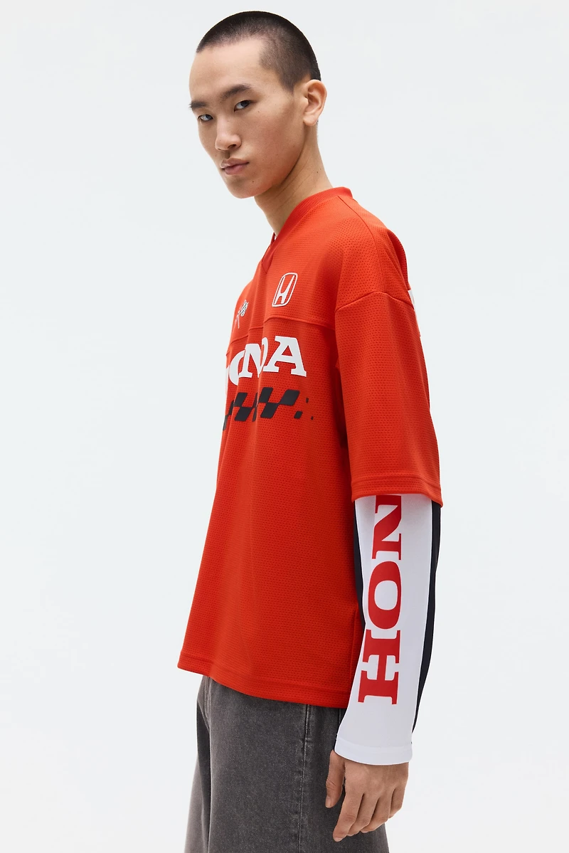 Oversized Printed Mesh T-Shirt