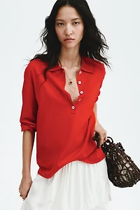 Fine-Knit Polo Shirt