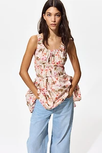 Smocked-Waist Poplin Dress