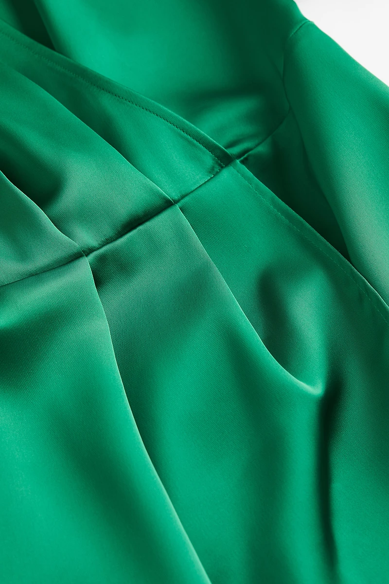 Satin Wrap-front Dress