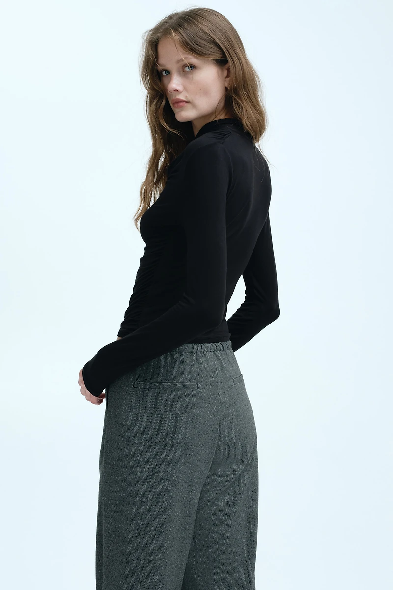 Draped Scarf-Detail Top