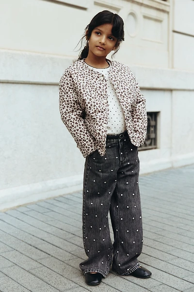 Wide-Leg Jeans with Motif Details