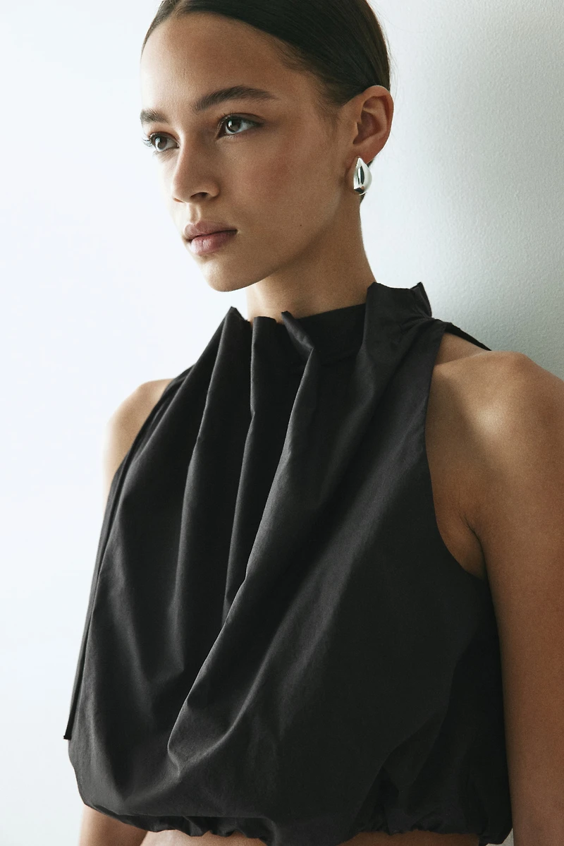 Drawstring-Detail Poplin Top