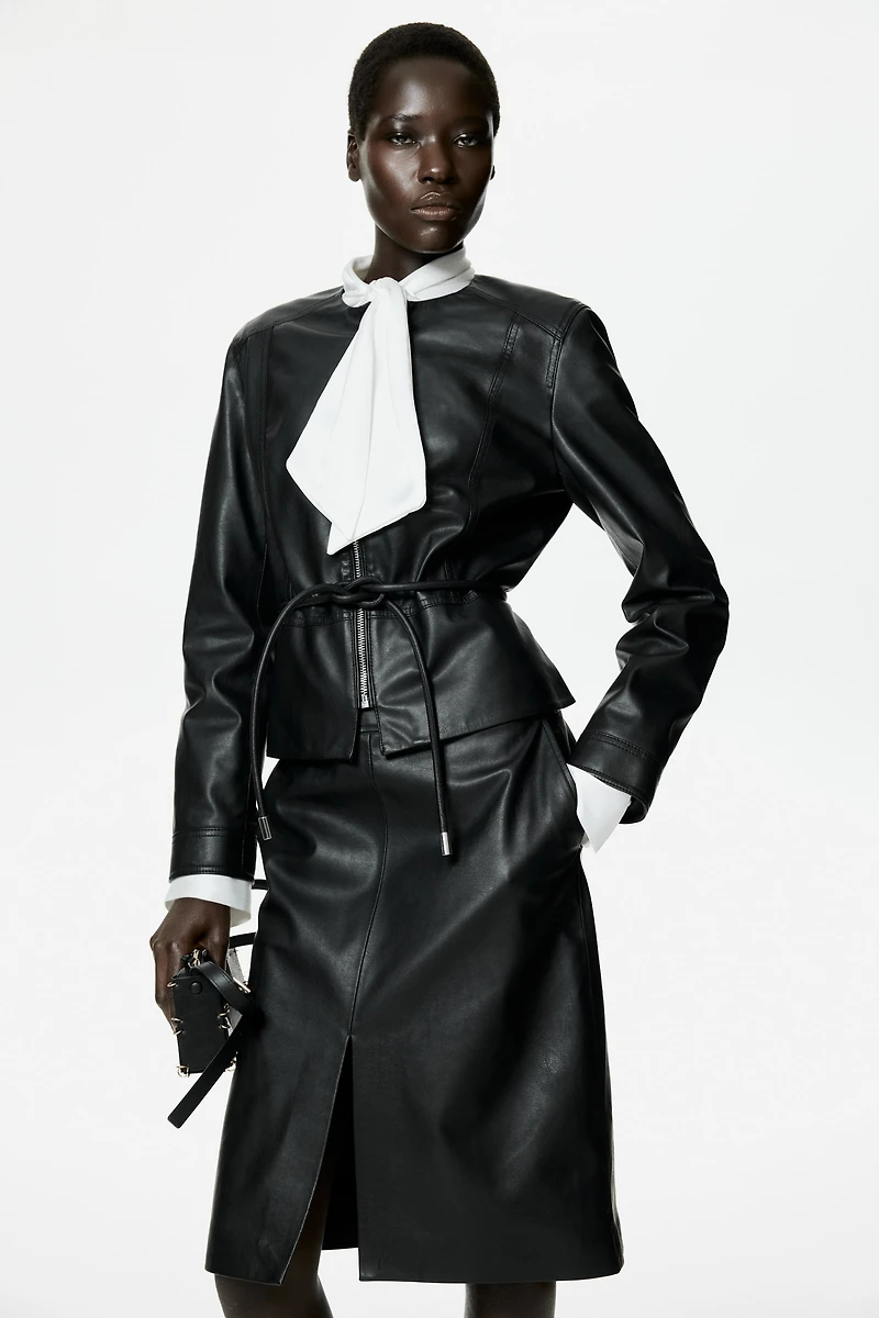 Coated Peplum Jacket