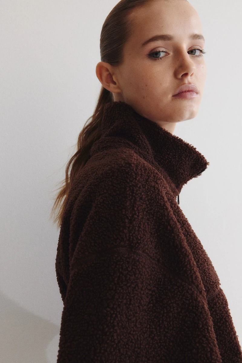 Zip-through teddy sweatshirt