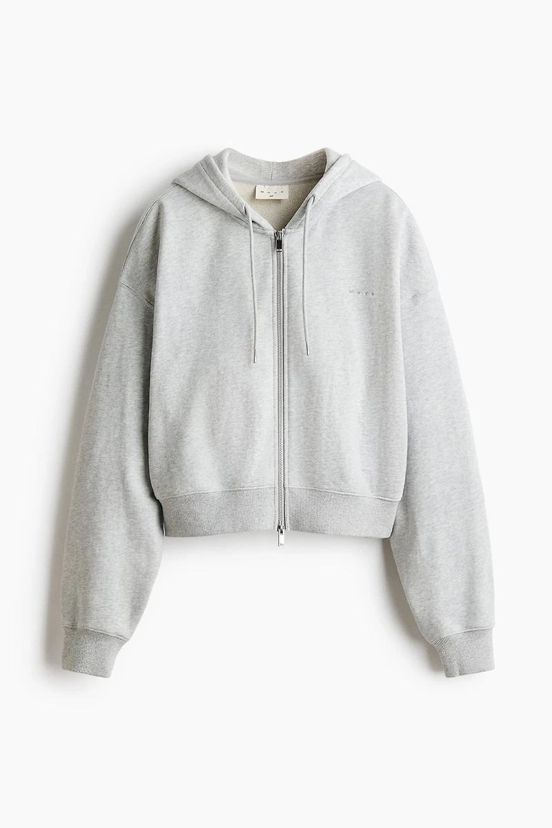 Cropped Hooded Activewear Sweatshirt Jacket