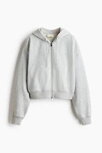 Cropped Hooded Activewear Sweatshirt Jacket