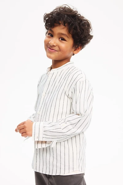 Cotton Band Collar Shirt