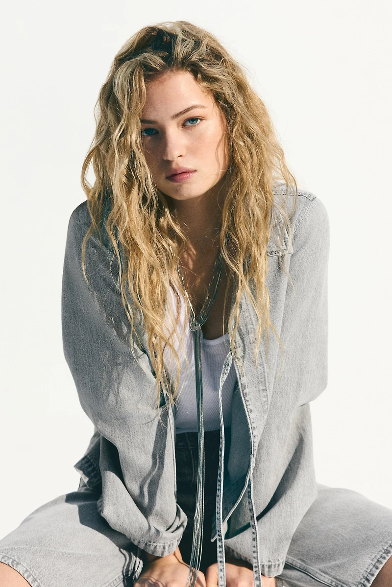 Tie-Front Denim Jacket