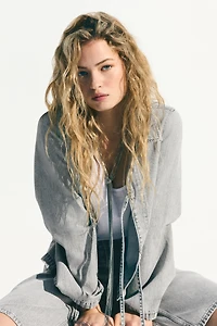 Tie-Front Denim Jacket