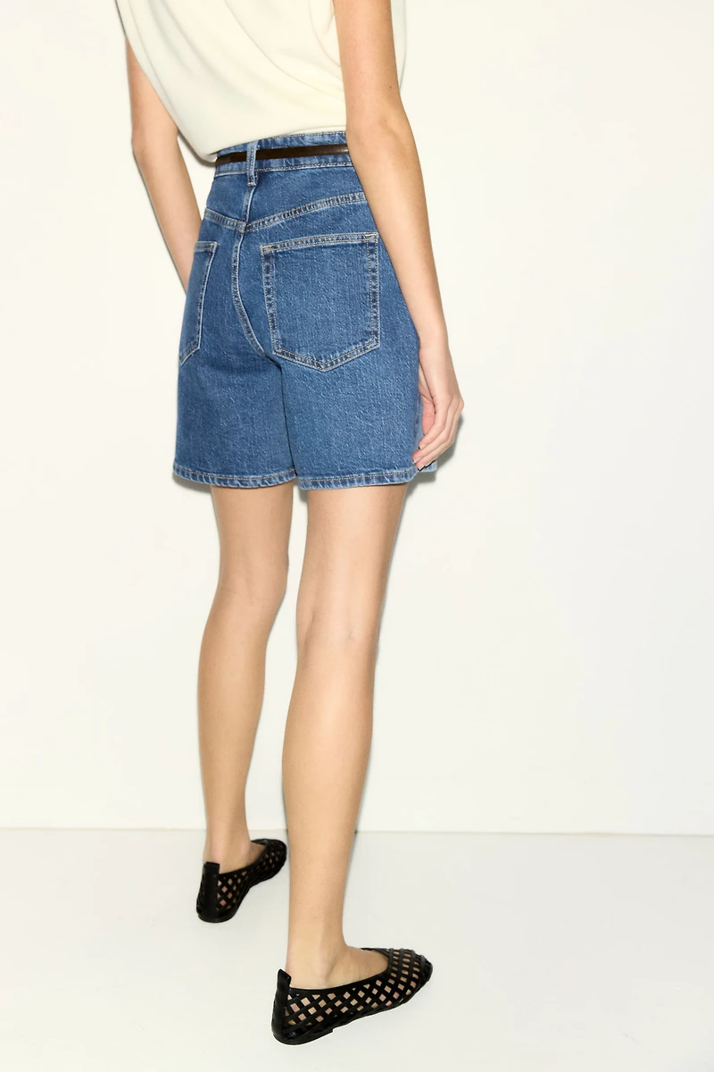 Short taille haute en denim