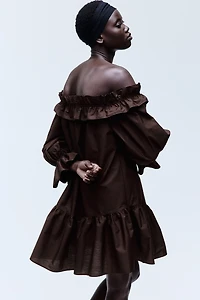 Off-the-Shoulder Poplin Dress