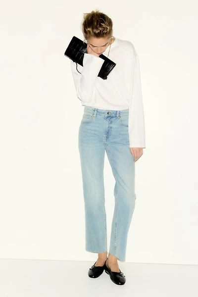 Flared Regular Waist Ankle Jeans