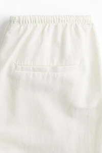 Straight linen-blend trousers