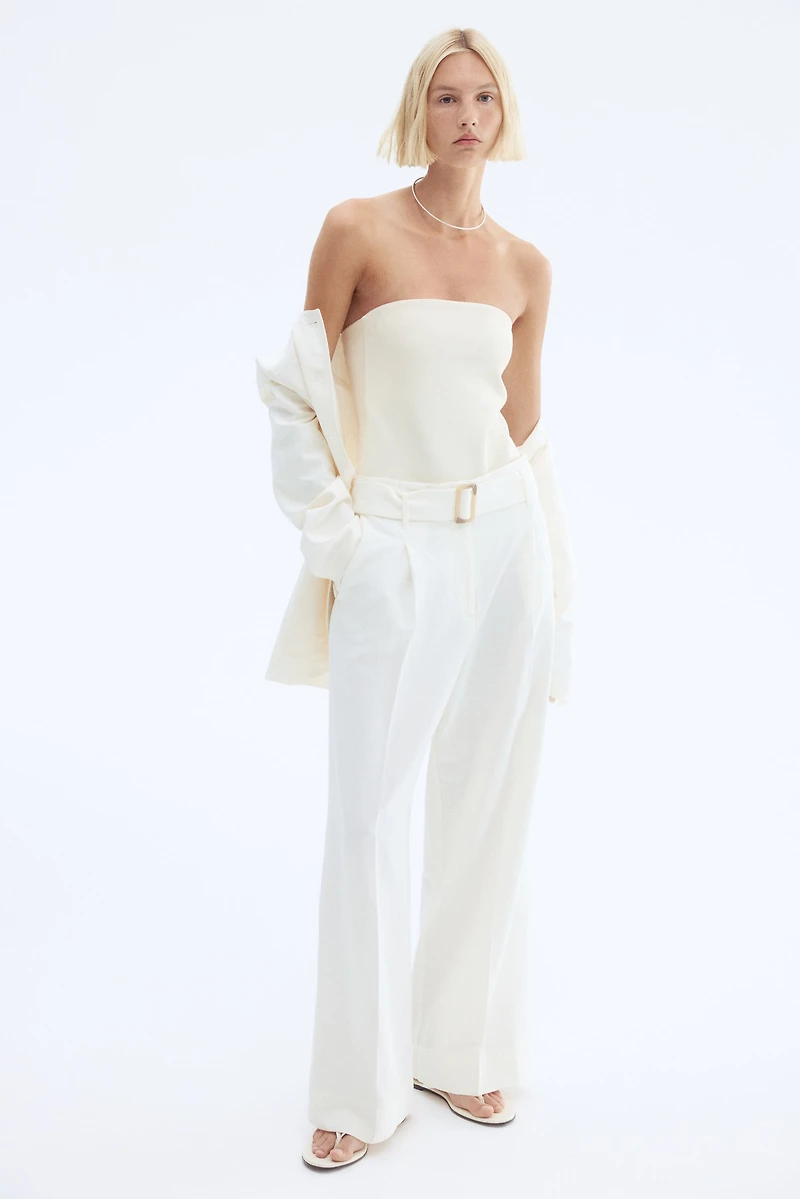 Linen-Blend Pants with Belt