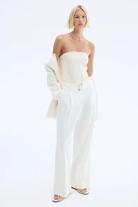 Linen-Blend Pants with Belt