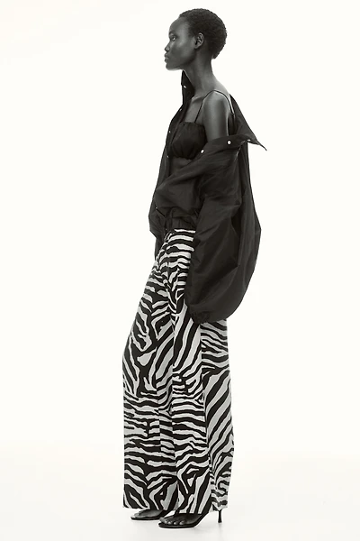 Flared Linen-Blend Pants