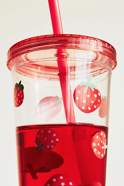 Patterned Plastic Mug with Straw