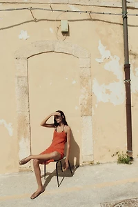 Crochet-look strappy dress