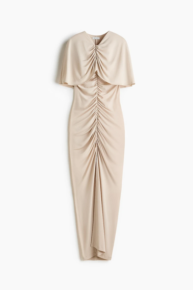 Draped Cape-Detail Dress
