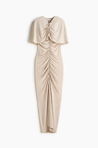 Draped Cape-Detail Dress