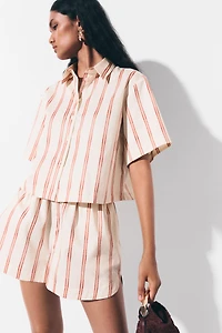 Patterned Poplin Shorts