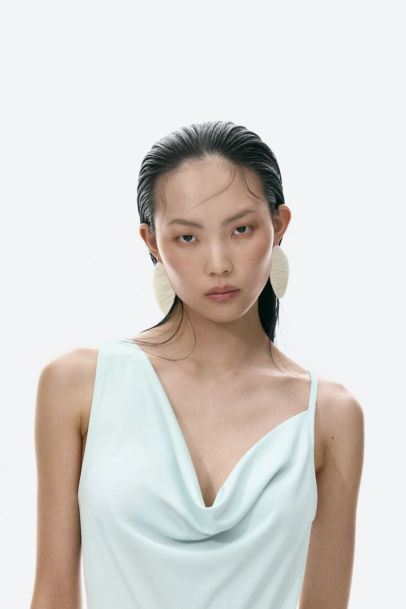 Asymmetric Cowl-Neck Dress