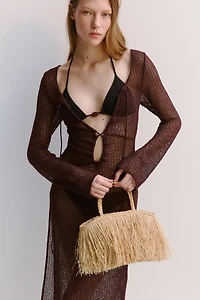 Straw Bag with Fringe