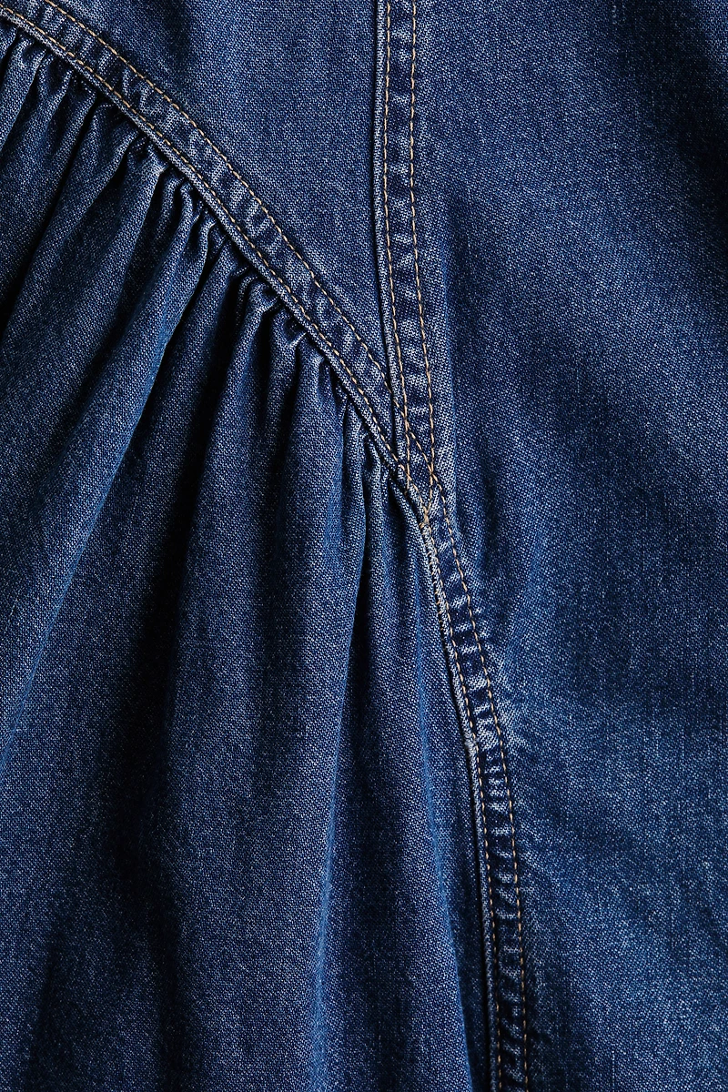 Flared-Skirt Denim Dress