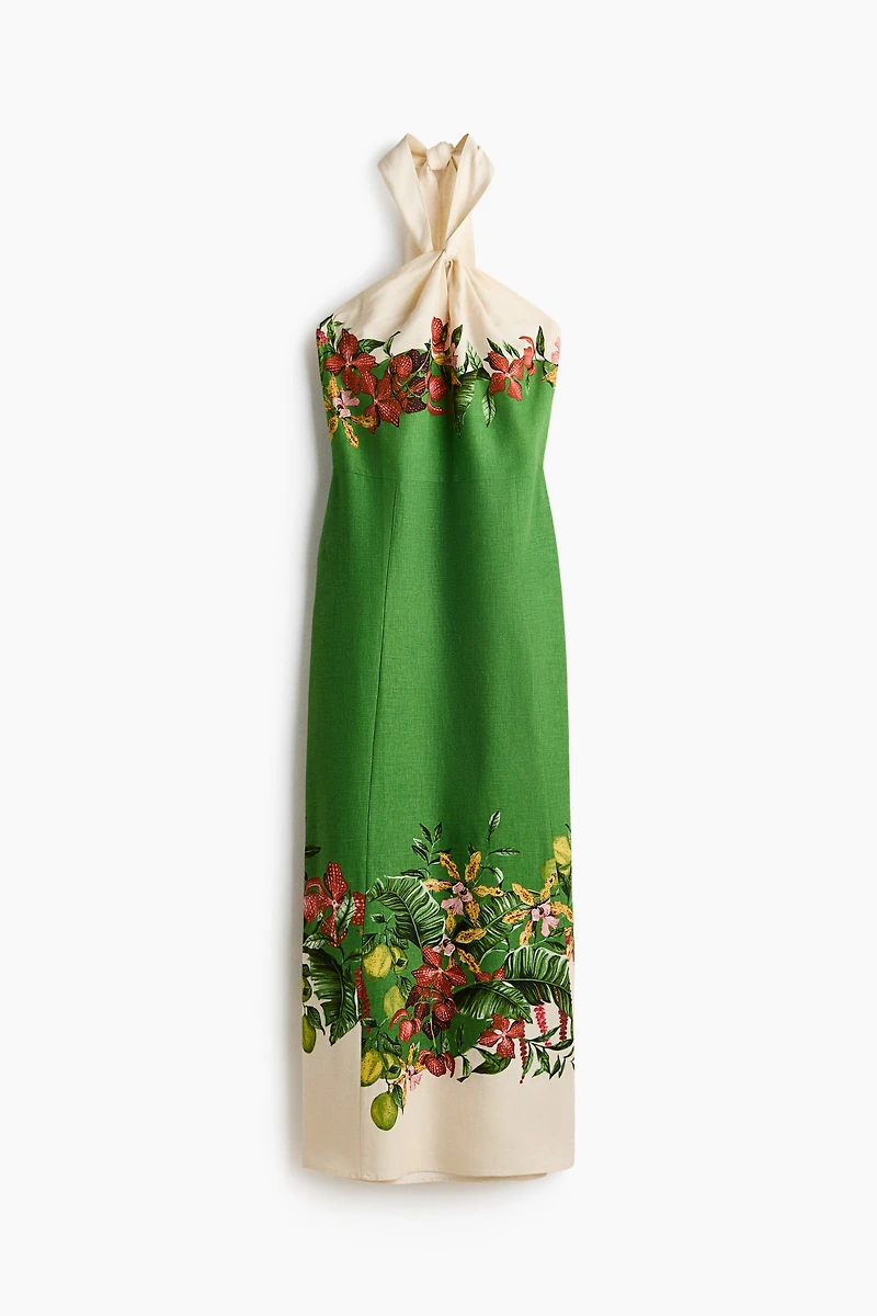 Robe dos nu en lin mélangé