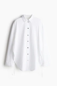 Tie-Detail Linen-Blend Shirt