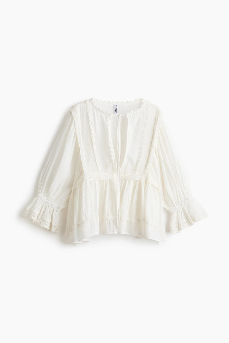 Blouse en coton avec dentelle